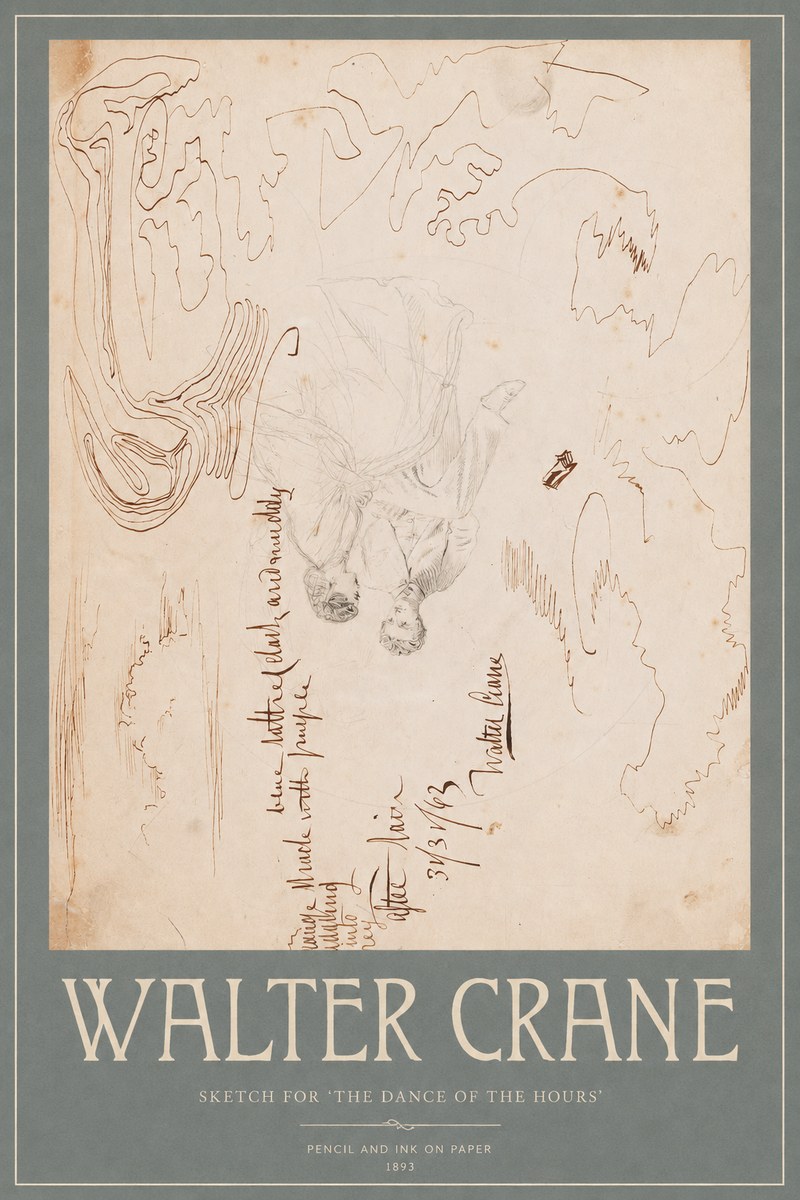 Walter Crane Sketch for 'the Dance of the Hours' No2 - Juliste
