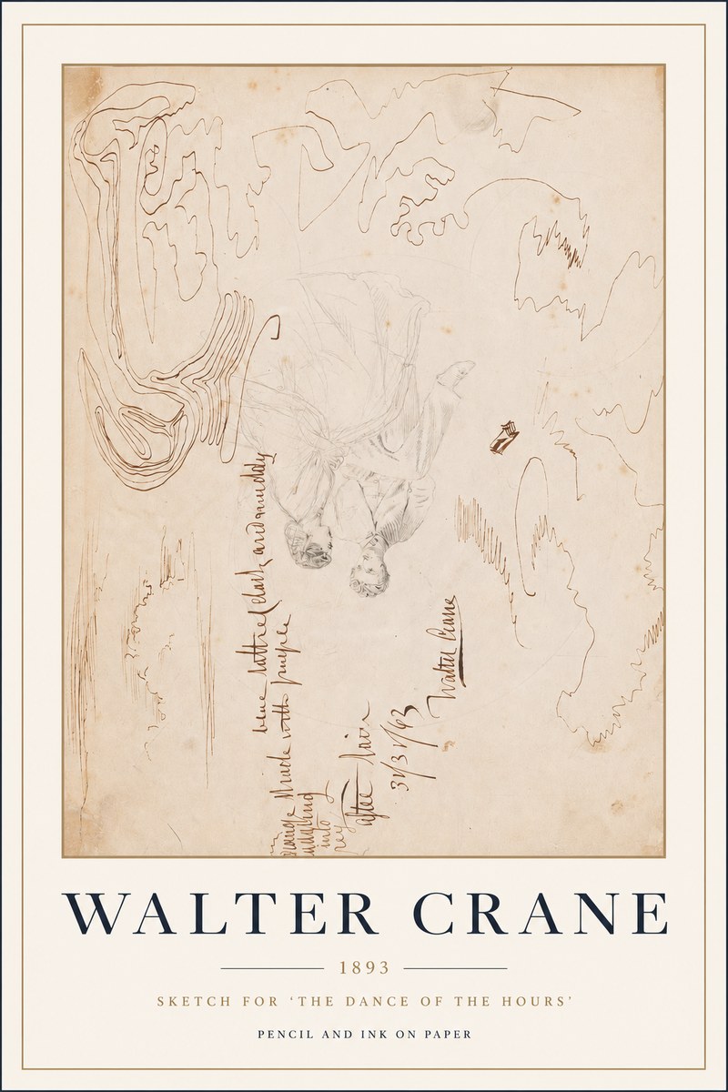 Walter Crane Sketch for 'the Dance of the Hours' No3 - Juliste