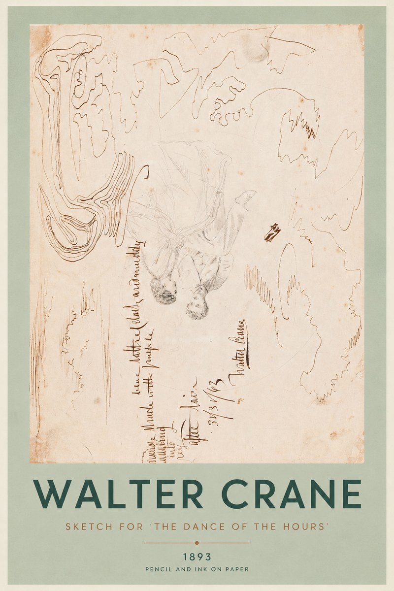 Walter Crane Sketch for 'the Dance of the Hours' No4 - Juliste
