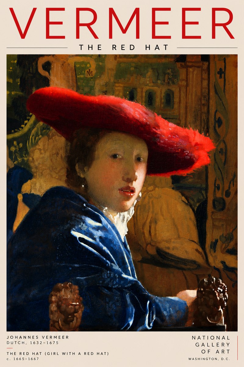 Vermeer The Red Hat No2 - Juliste