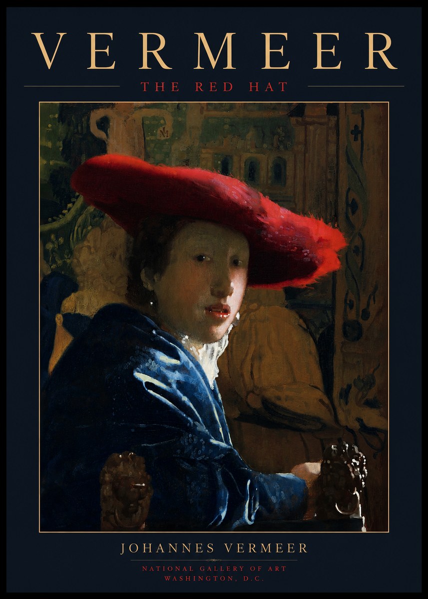 Vermeer The Red Hat No3 - Juliste