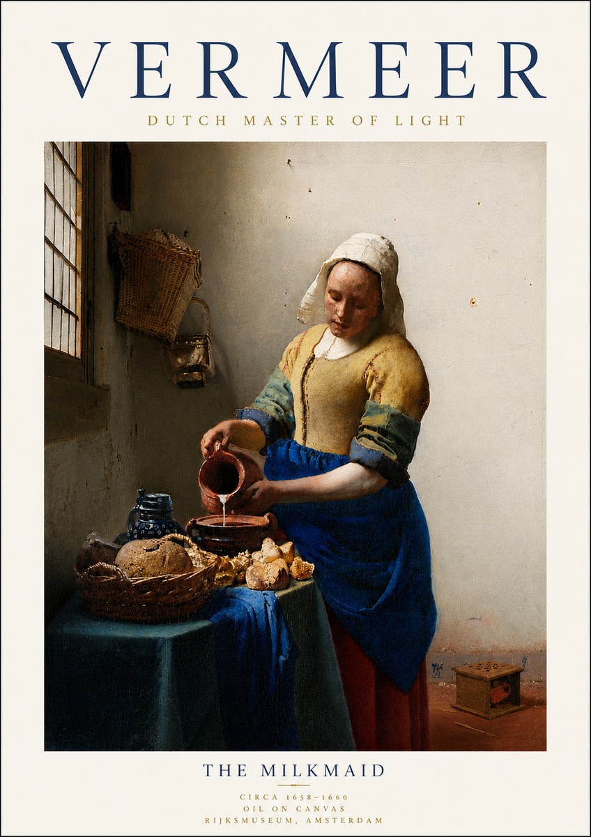 Vermeer The Milkmaid No6 - Juliste