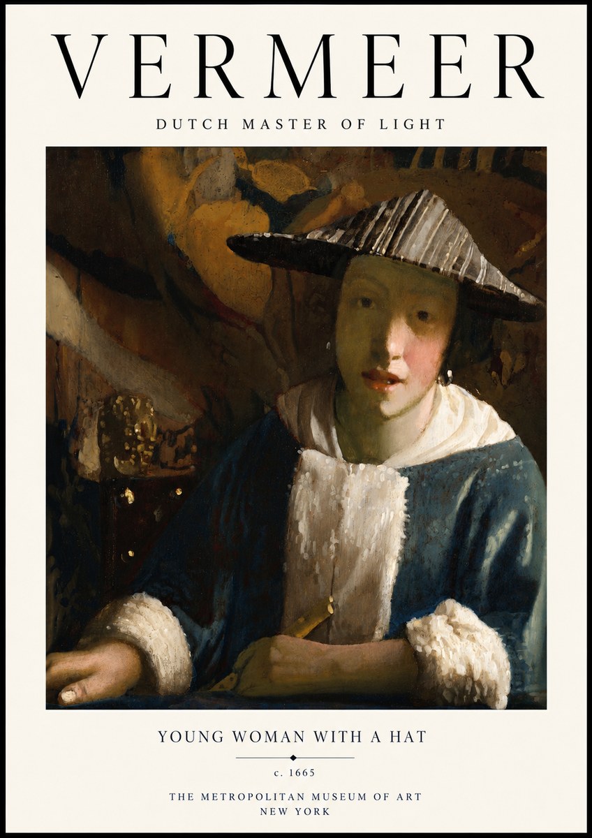 Vermeer Young Woman with a Hat No3 - Juliste