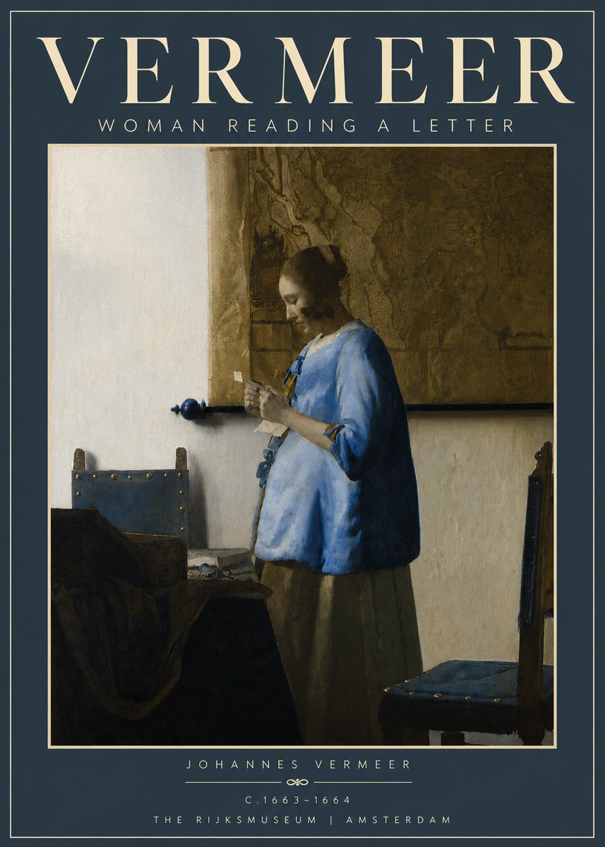 Vermeer Woman Reading a Letter No4 - Juliste