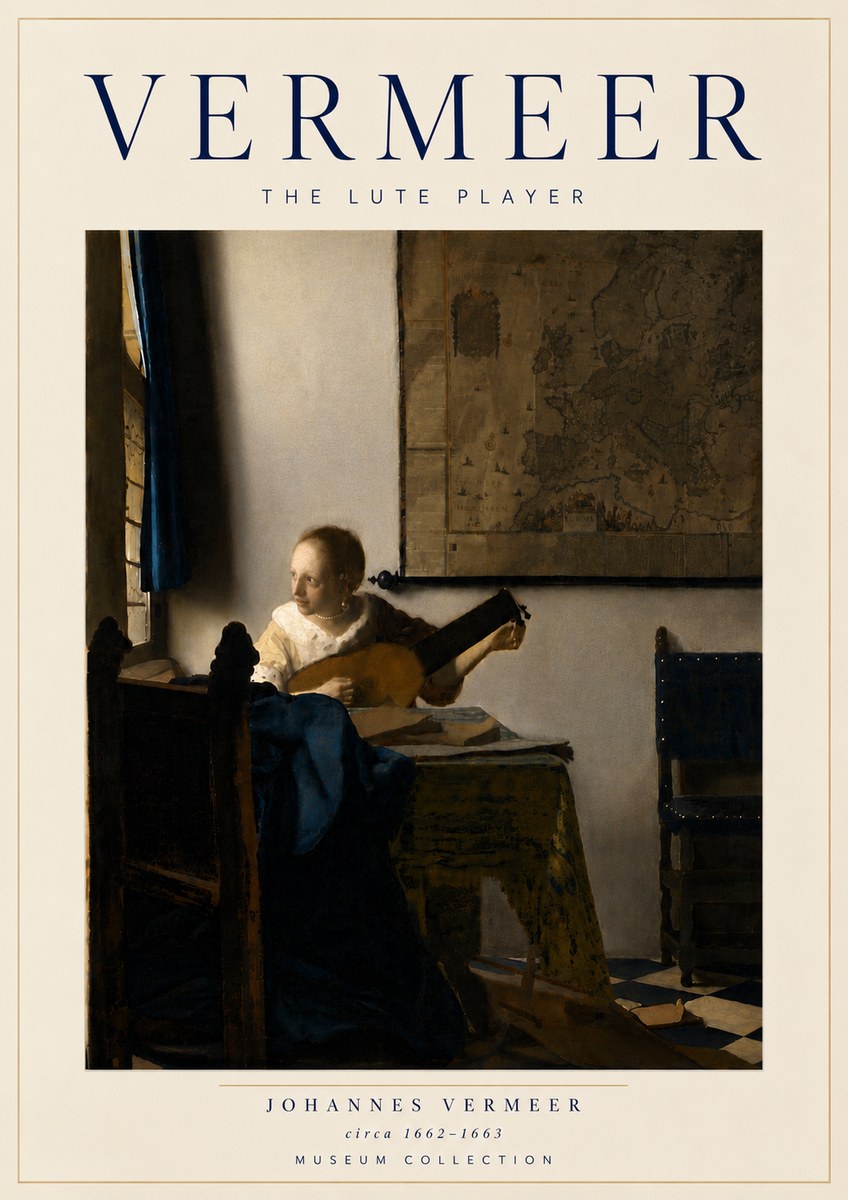 Vermeer The Lute Player No6 - Juliste