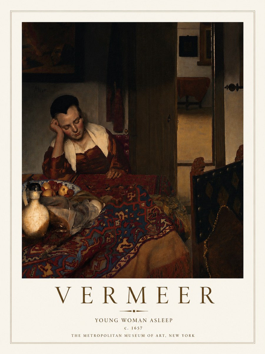 Vermeer Young Woman Asleep No4 - Juliste