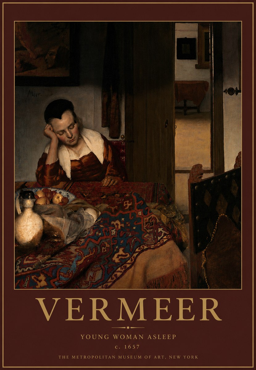 Vermeer Young Woman Asleep No5 - Juliste