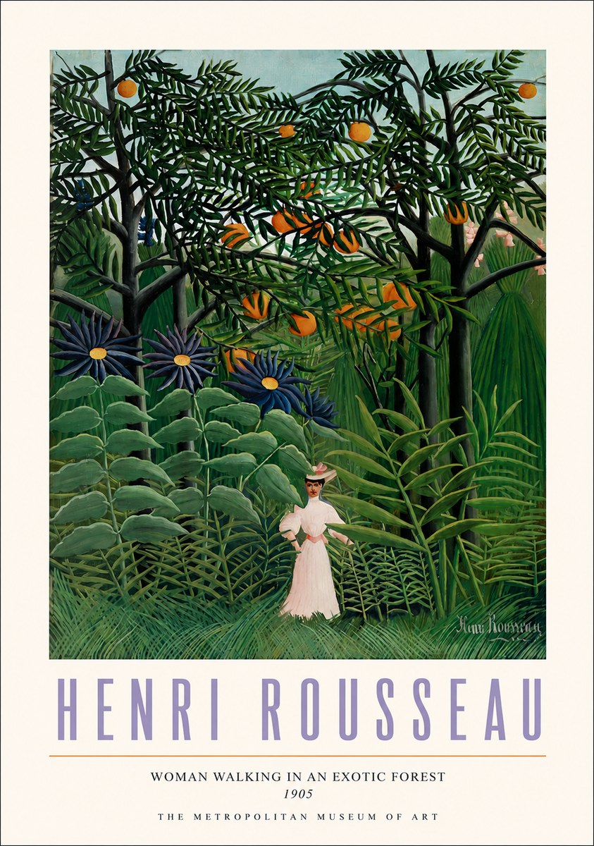 Rousseau Woman Walking in an Exotic Forest No3 - Juliste