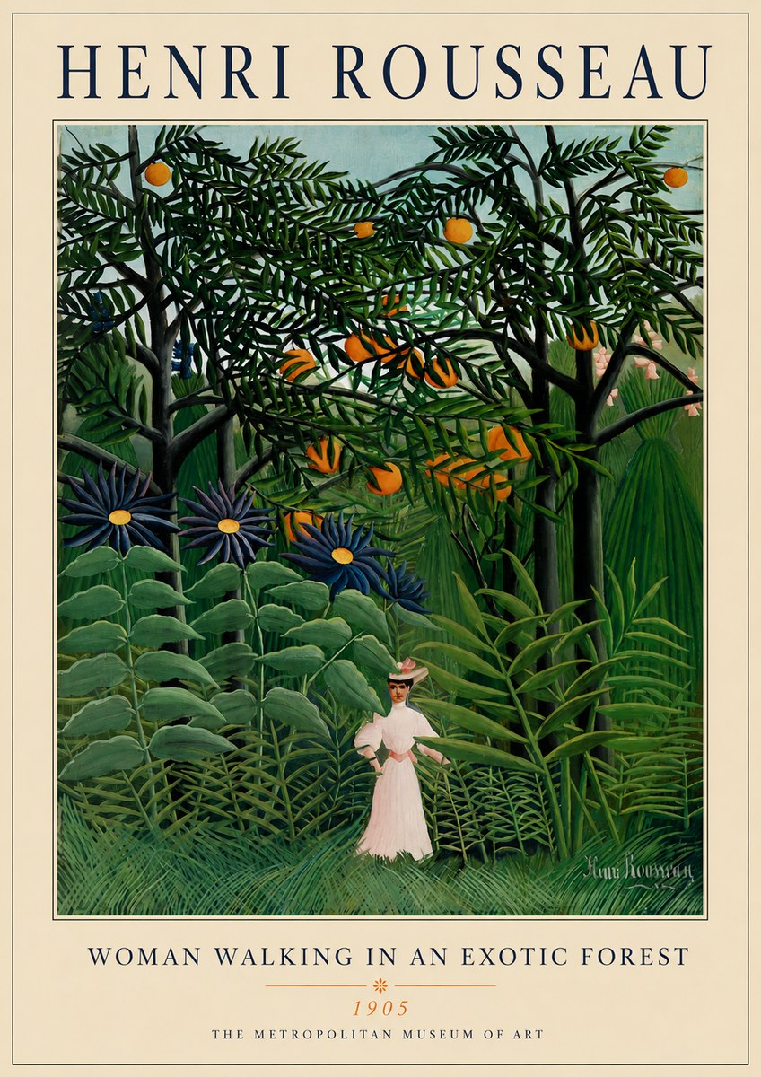 Rousseau Woman Walking in an Exotic Forest No4 - Juliste