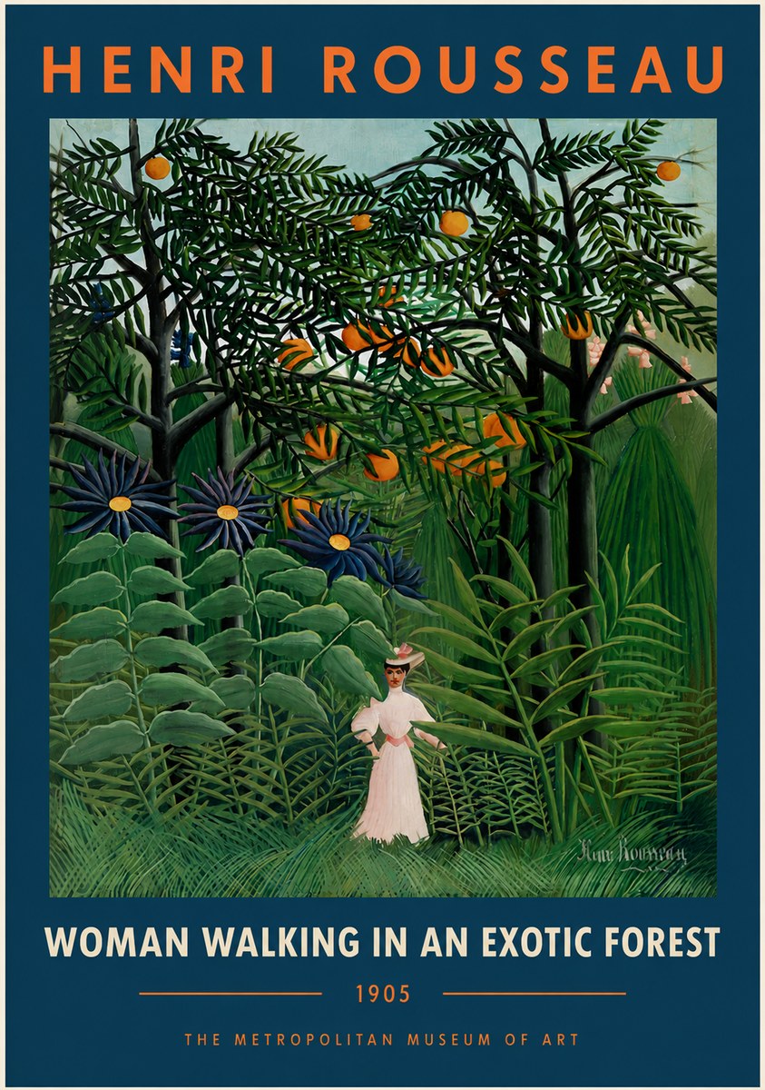 Rousseau Woman Walking in an Exotic Forest No5 - Juliste