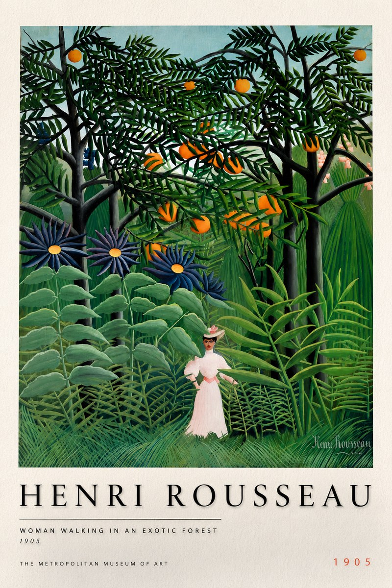 Rousseau Woman Walking in an Exotic Forest No6 - Juliste