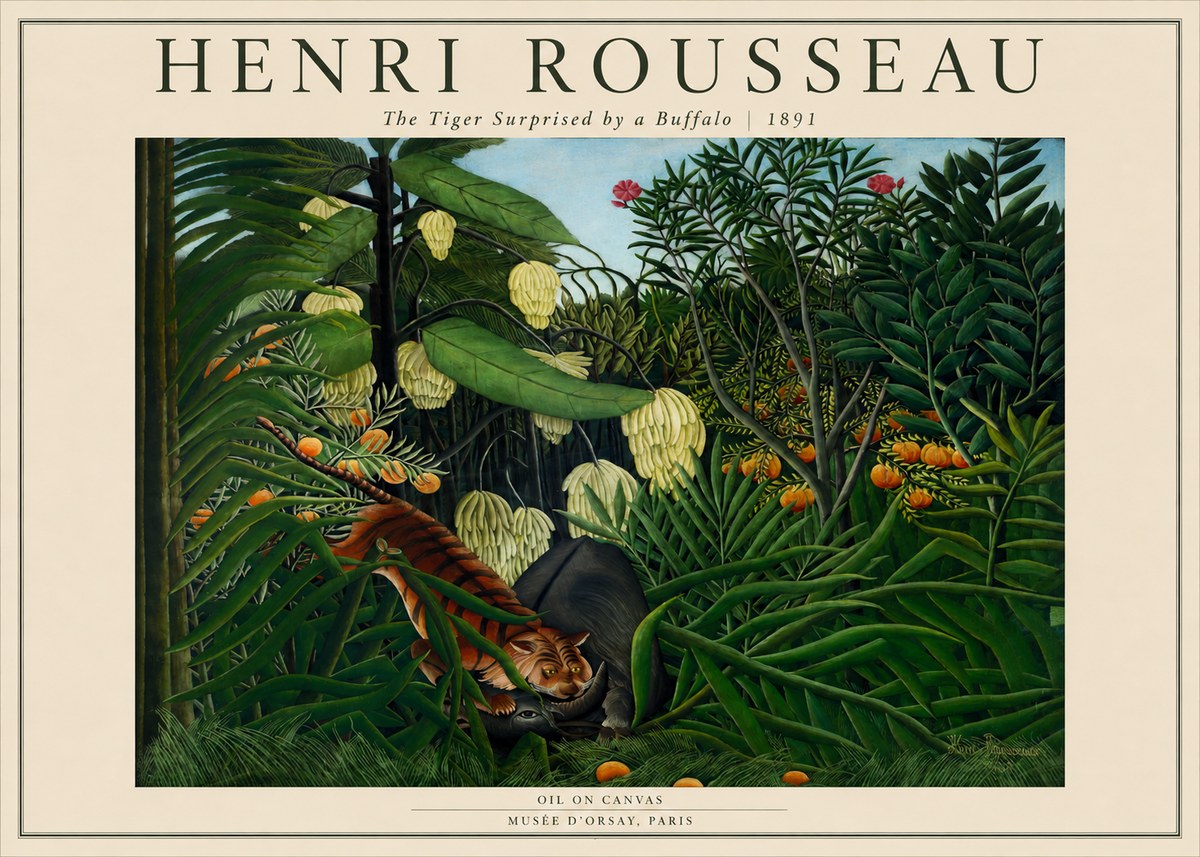 Rousseau The Tiger Surprised by a Buffalo No2 - Juliste
