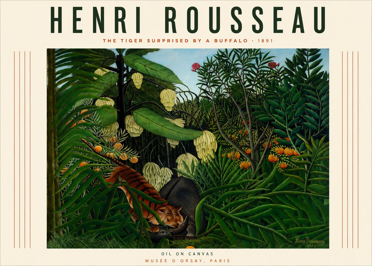 Rousseau The Tiger Surprised by a Buffalo No3 - Juliste