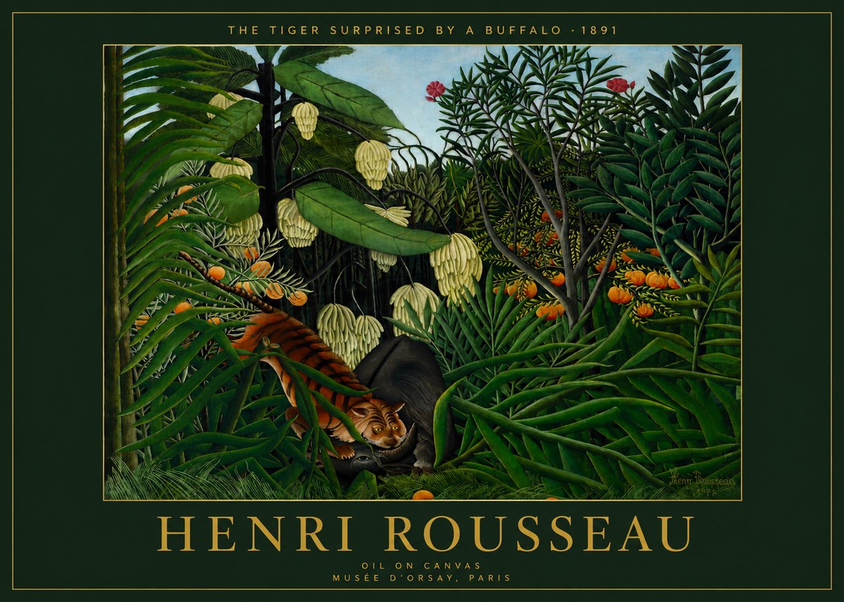 Rousseau The Tiger Surprised by a Buffalo No4 - Juliste