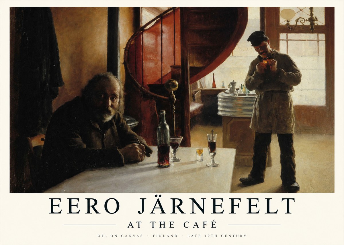 Eero Järnefelt Interior with Two Men No2 - Juliste