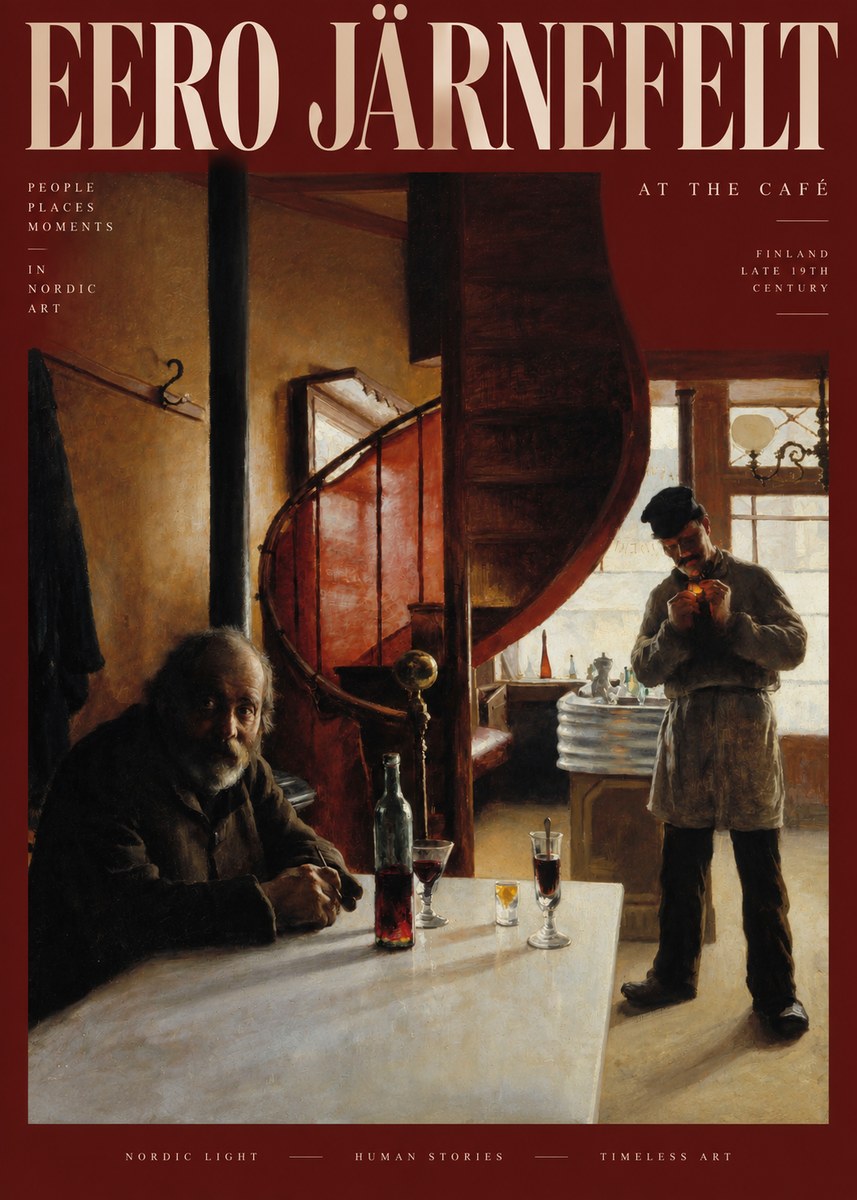 Eero Järnefelt Interior with Two Men No3 - Juliste
