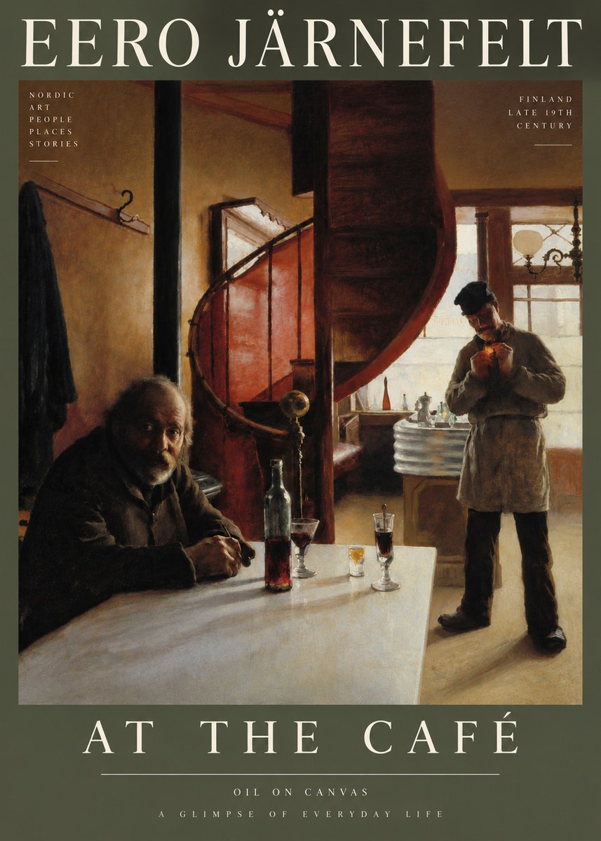 Eero Järnefelt Interior with Two Men No6 - Juliste