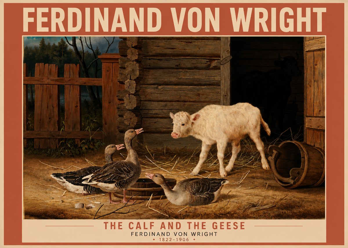 Ferdinand von Wright The Calf and the Geese No3 - Juliste