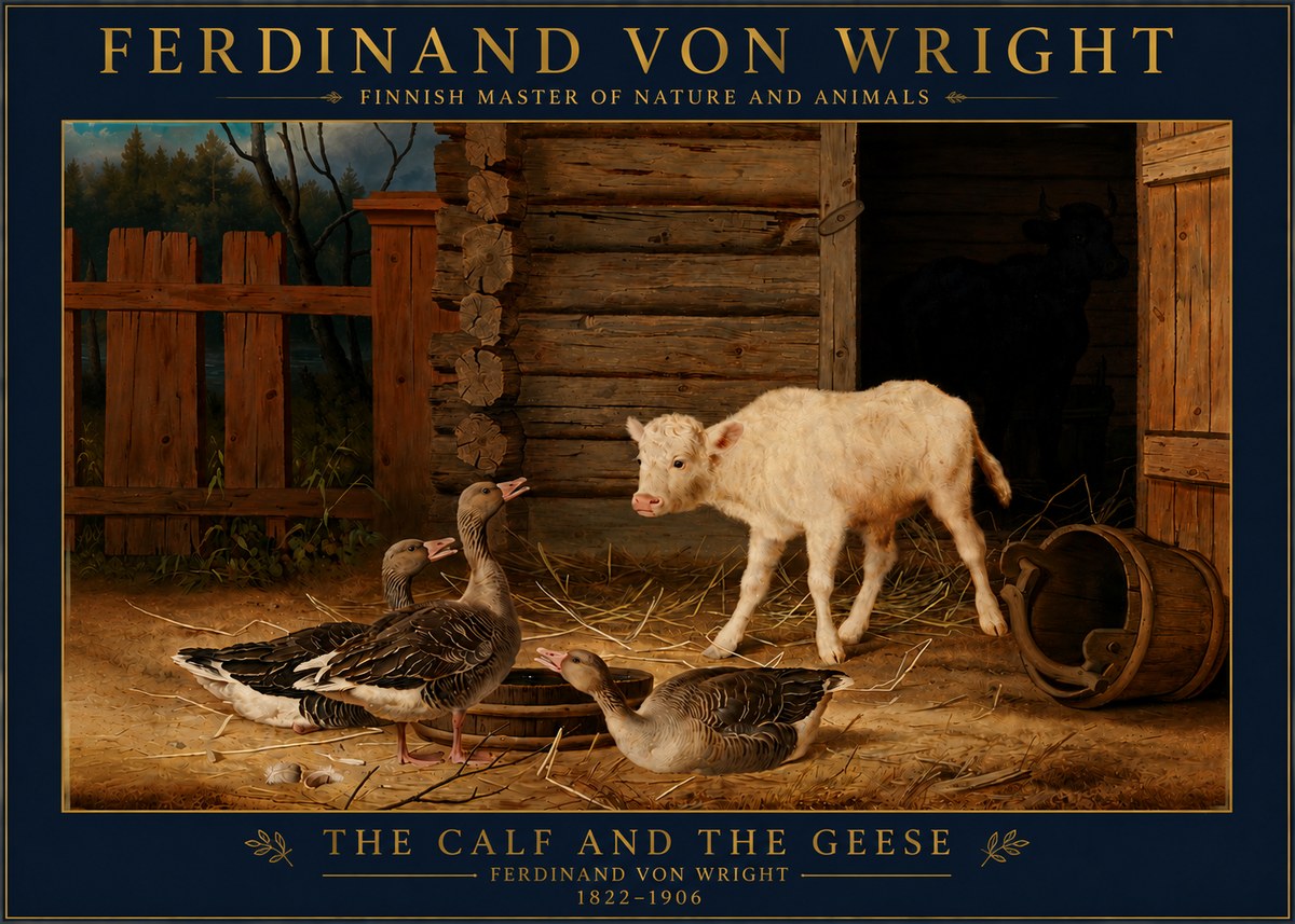 Ferdinand von Wright The Calf and the Geese No4 - Juliste