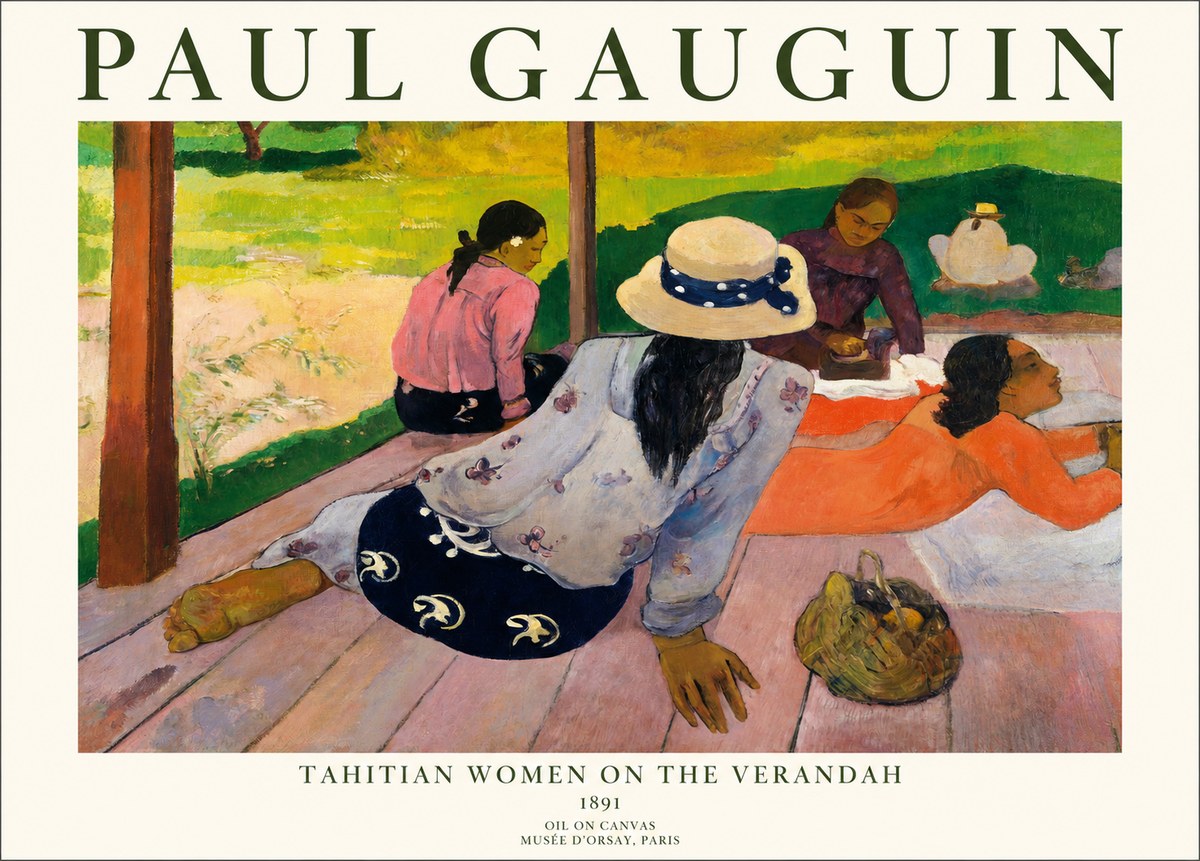 Paul Gauguin Tahitian Women on the Verandah No1 - Juliste