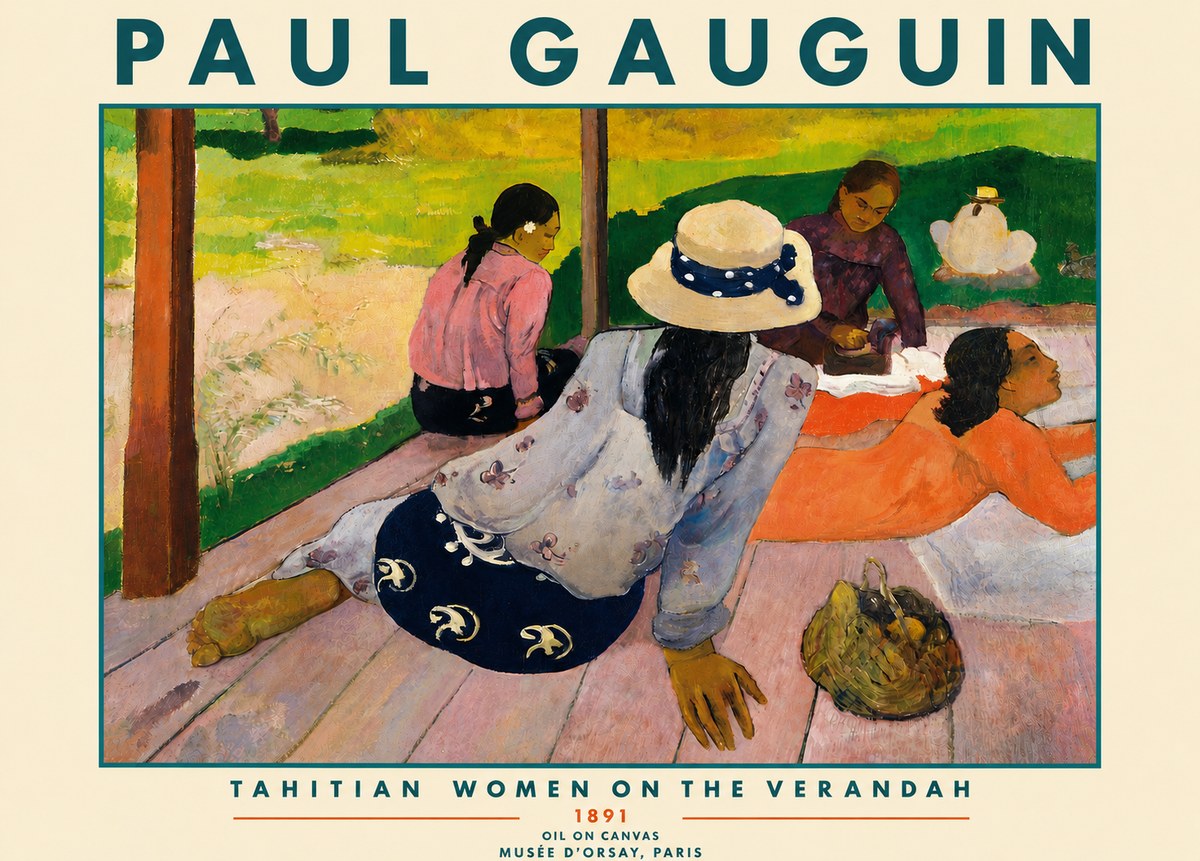 Paul Gauguin Tahitian Women on the Verandah No4 - Juliste