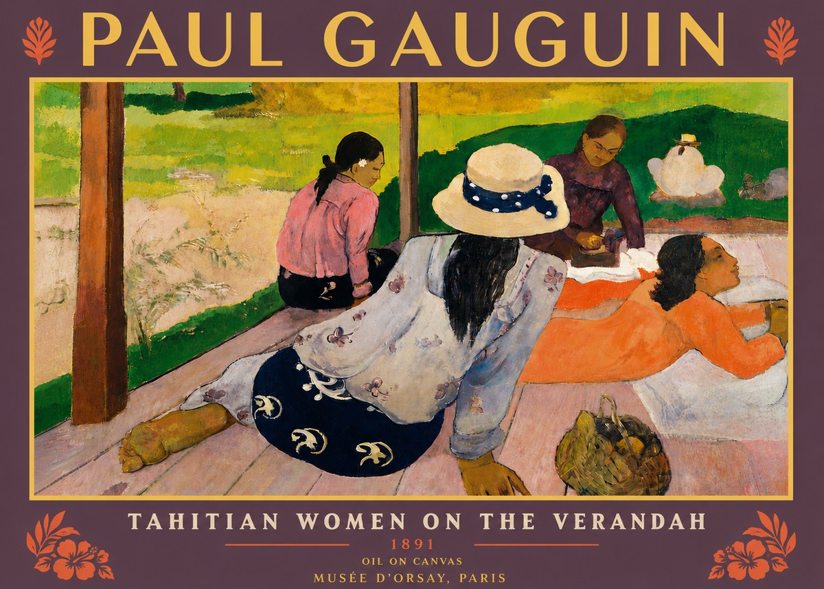 Paul Gauguin Tahitian Women on the Verandah No5 - Juliste