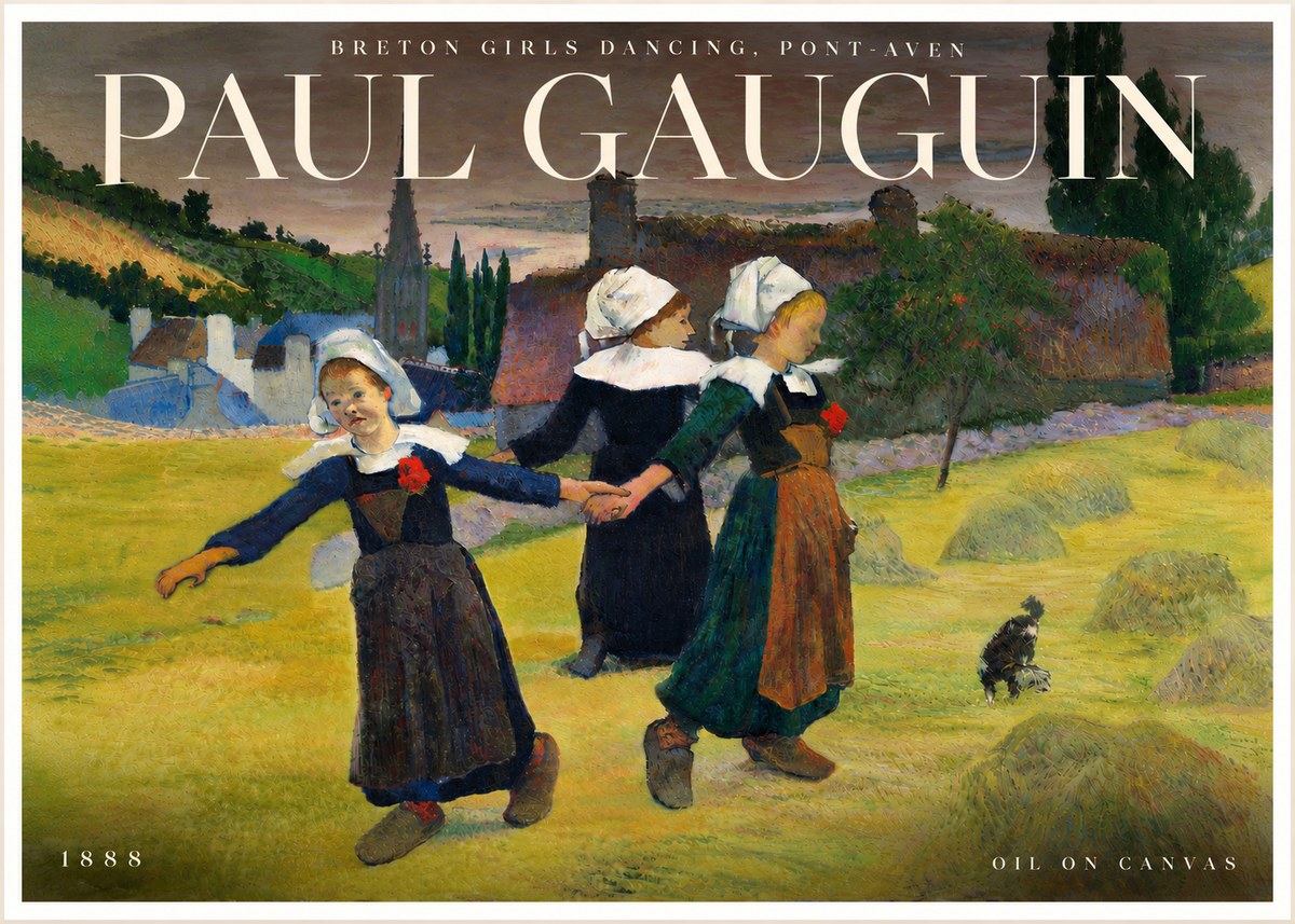 Paul Gauguin Breton Girls Dancing, Pont-aven No6 - Juliste