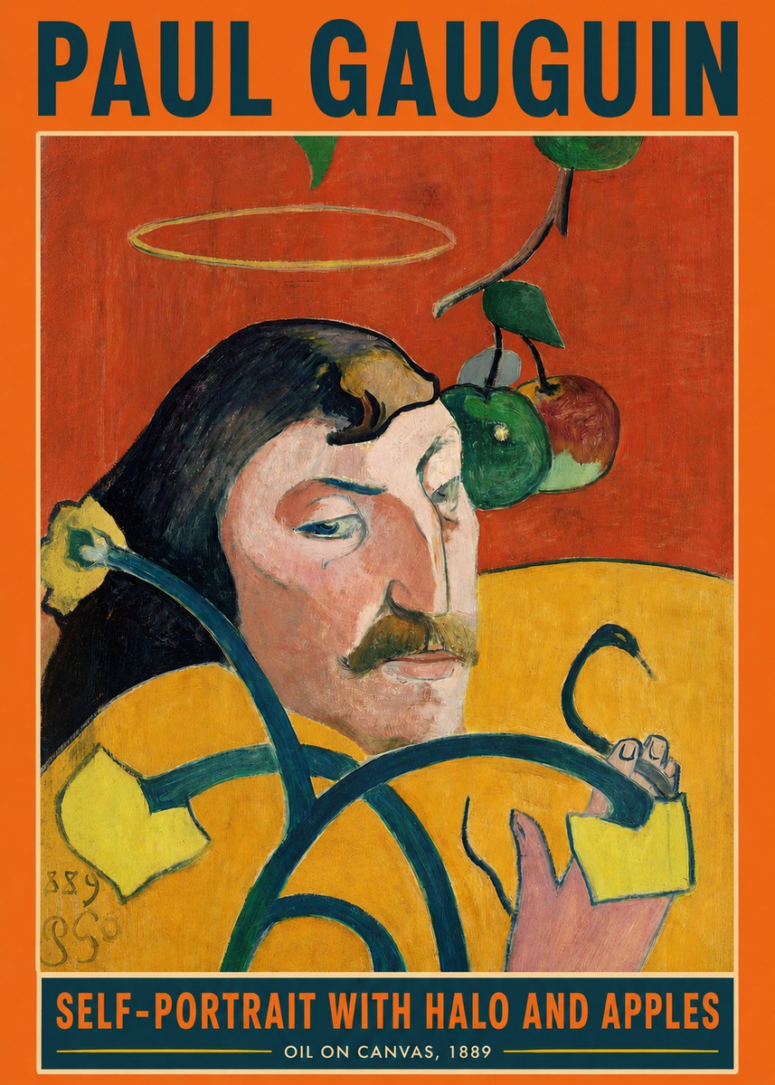 Paul Gauguin Self-portrait with Halo and Apples No2 - Juliste