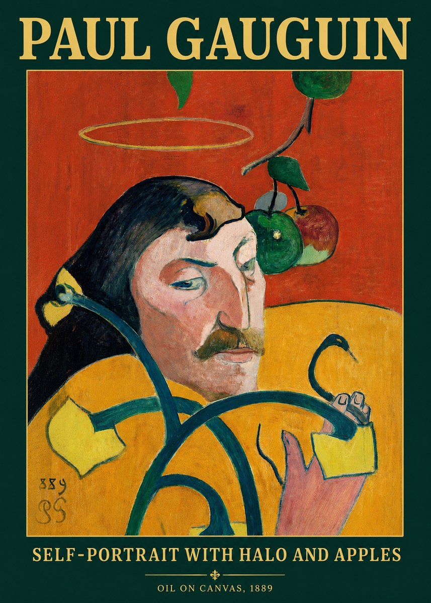 Paul Gauguin Self-portrait with Halo and Apples No3 - Juliste