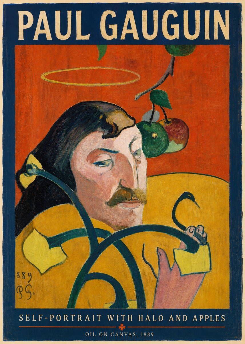 Paul Gauguin Self-portrait with Halo and Apples No4 - Juliste
