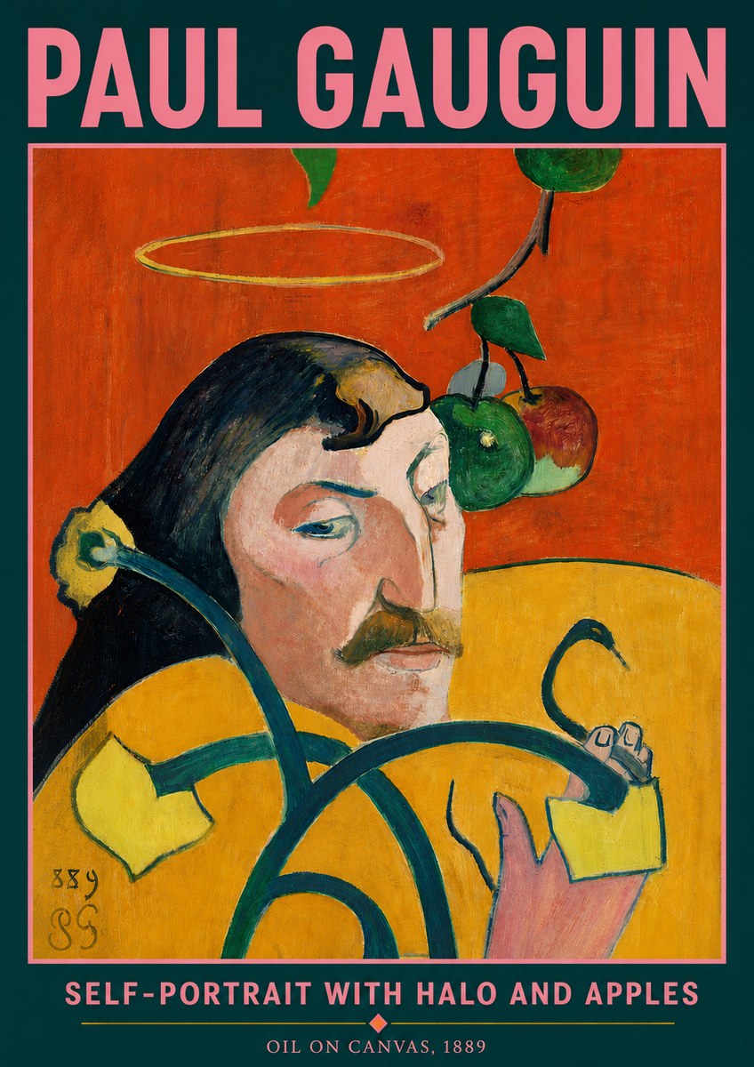 Paul Gauguin Self-portrait with Halo and Apples No5 - Juliste