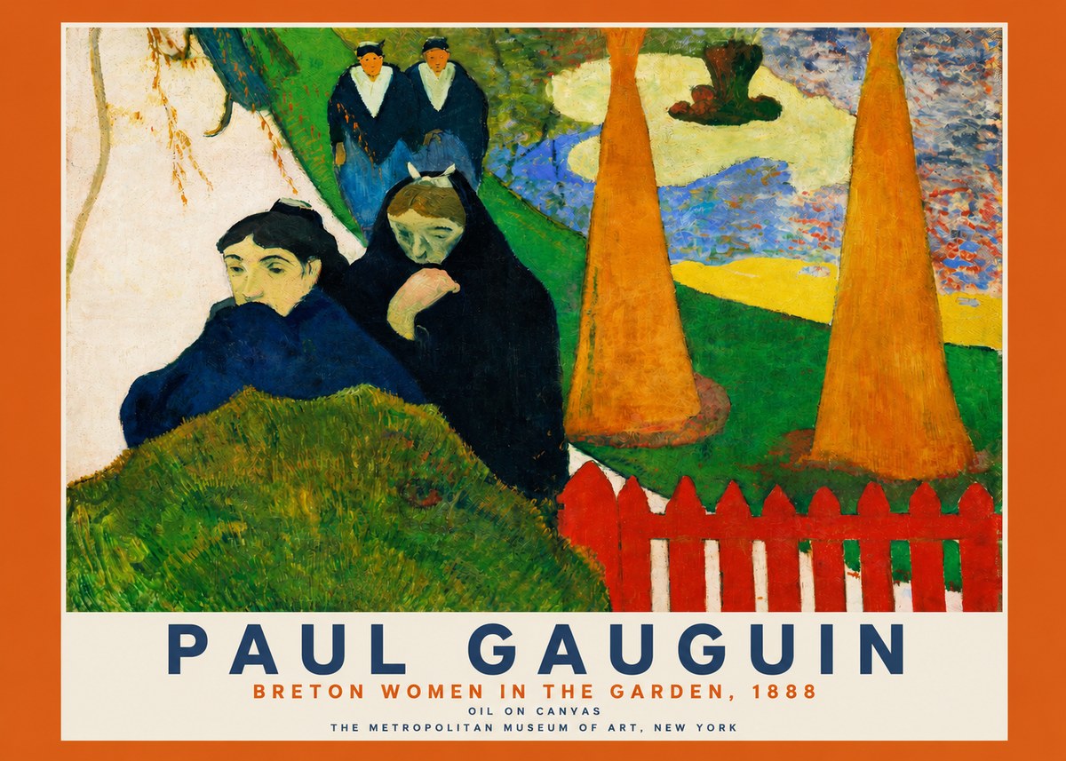 Paul Gauguin Breton Women in the Garden, 1888 No2 - Juliste