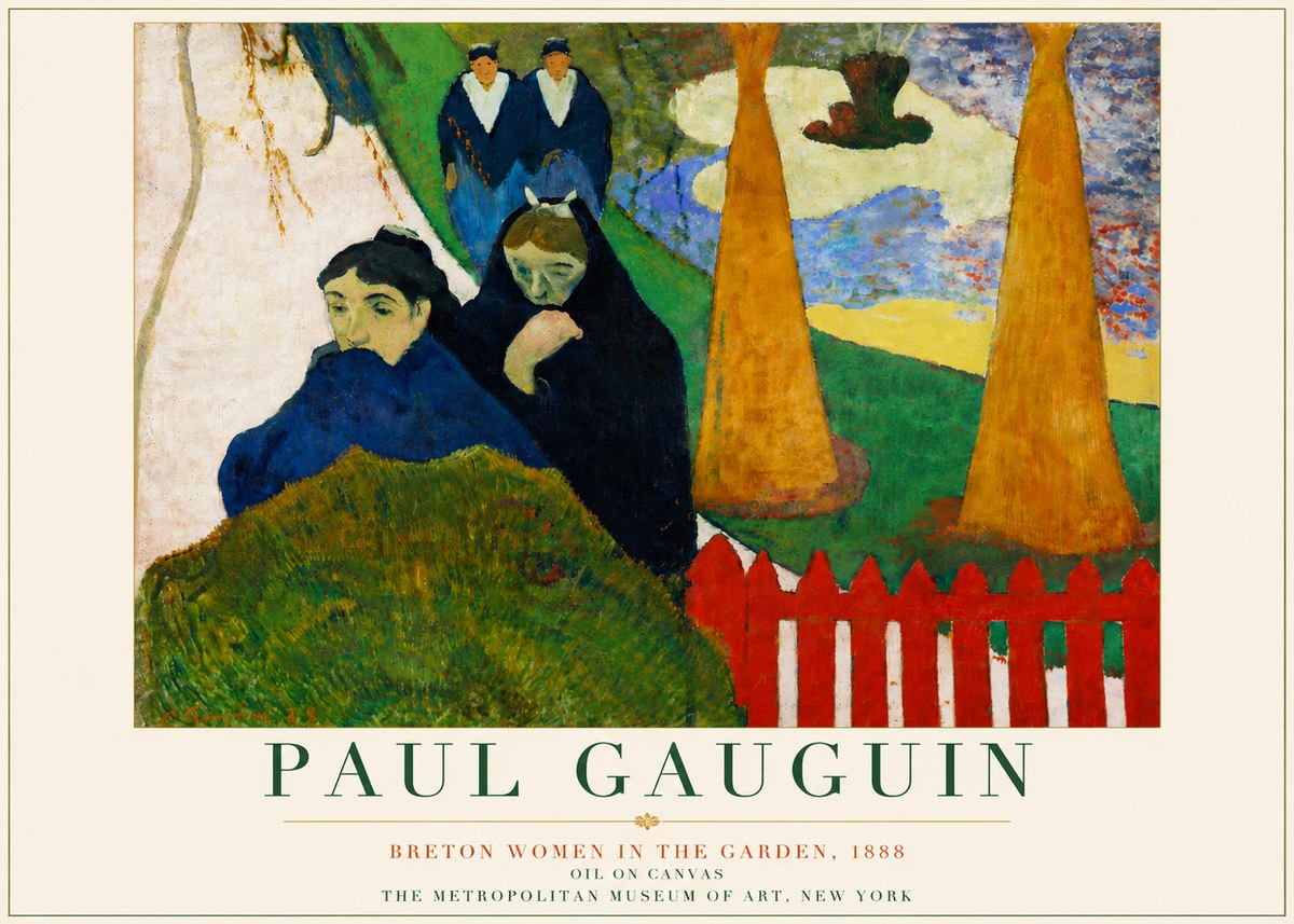 Paul Gauguin Breton Women in the Garden, 1888 No5 - Juliste