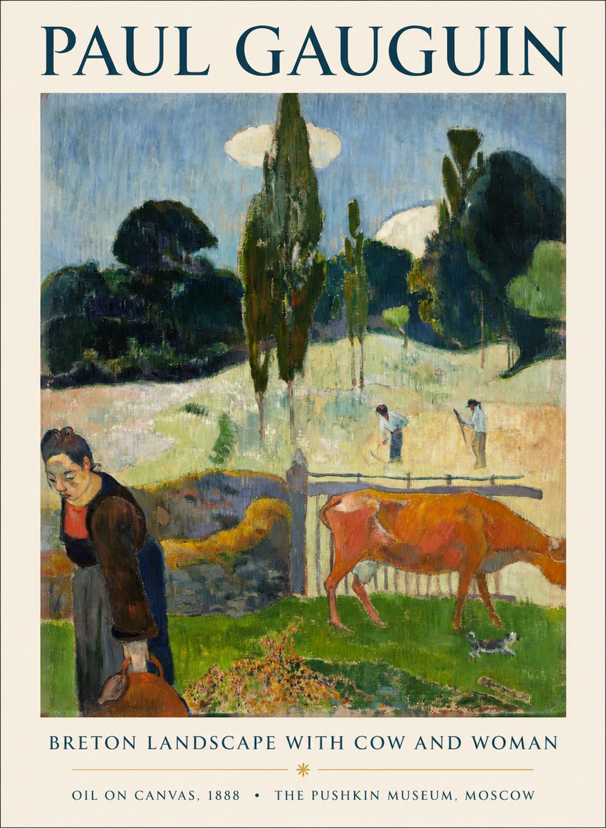 Paul Gauguin Breton Landscape with Cow and Woman No1 - Juliste
