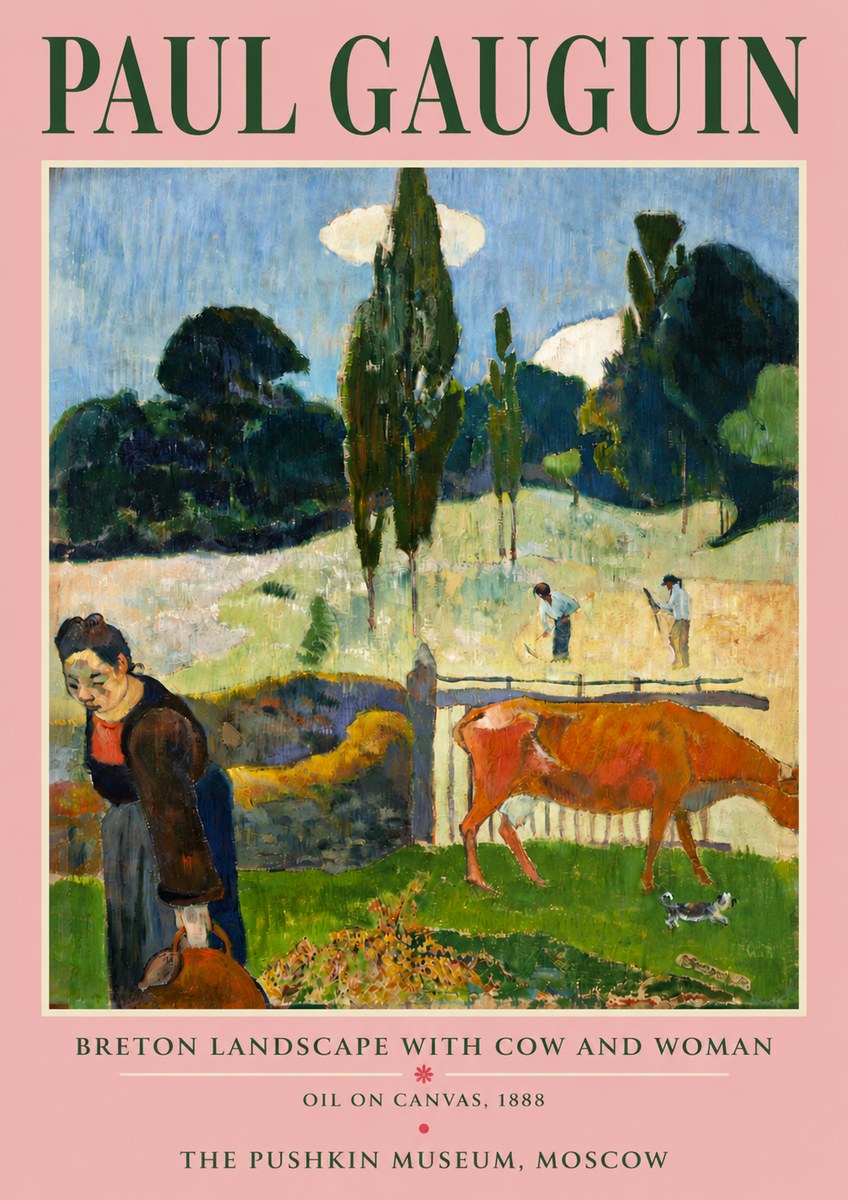 Paul Gauguin Breton Landscape with Cow and Woman No4 - Juliste