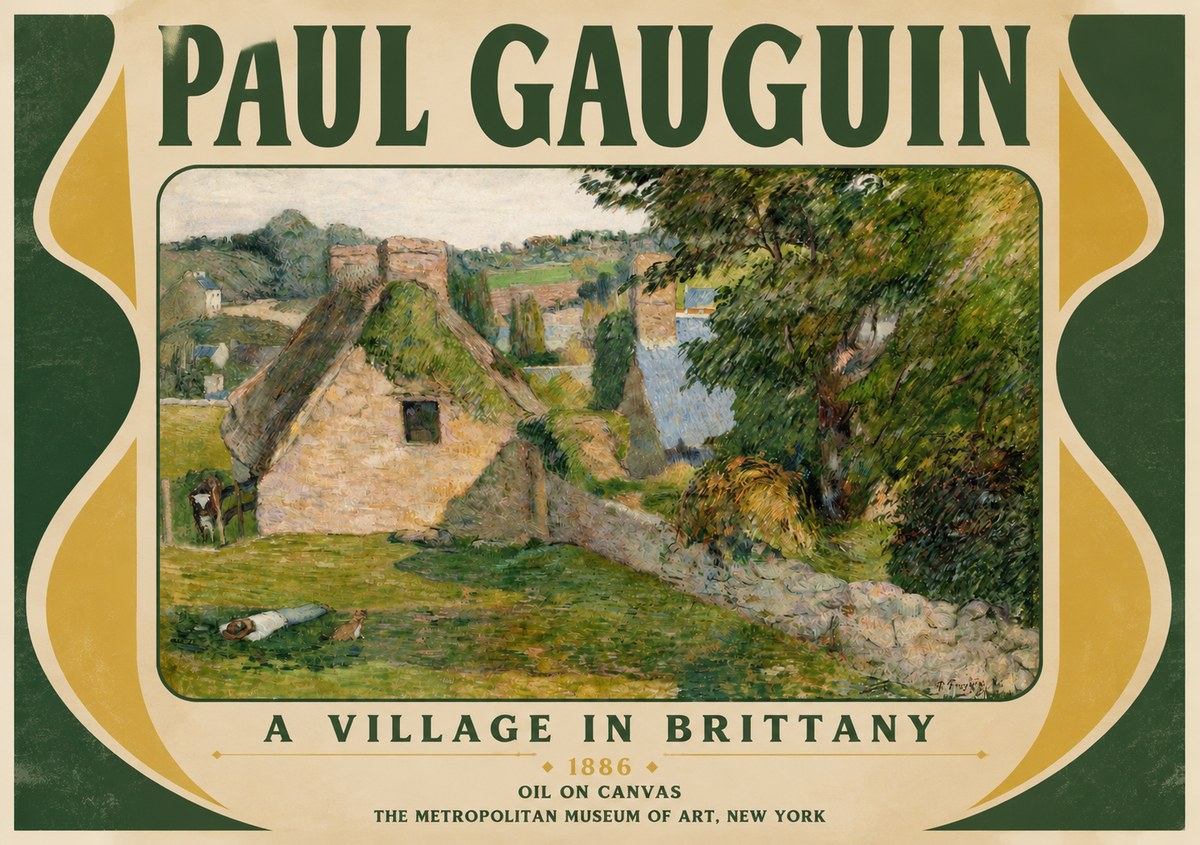Paul Gauguin A Village in Brittany No3 - Juliste