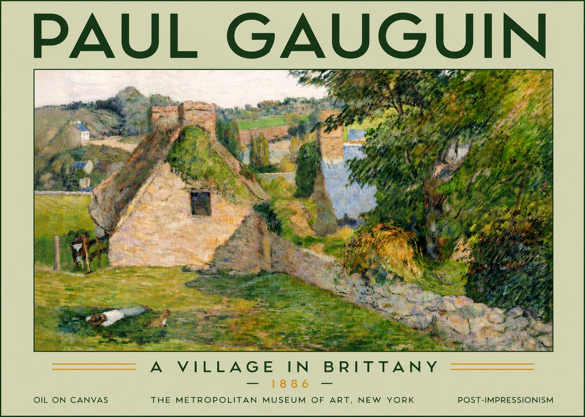 Paul Gauguin A Village in Brittany No6 - Juliste