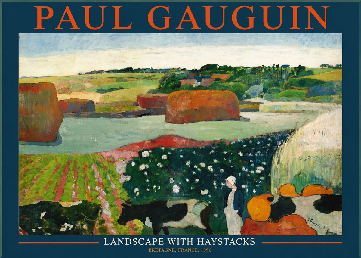 Paul Gauguin Landscape with Haystacks No2 - Juliste