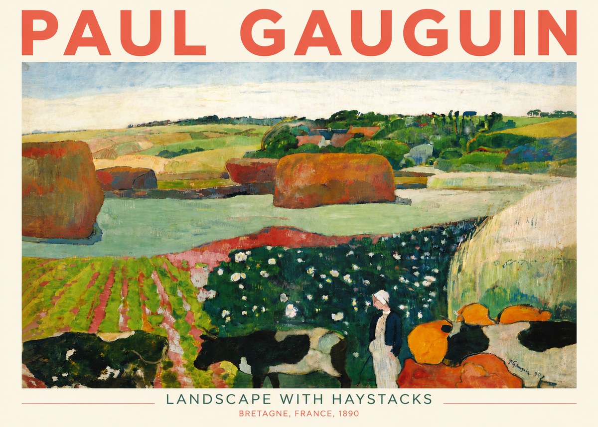 Paul Gauguin Landscape with Haystacks No4 - Juliste