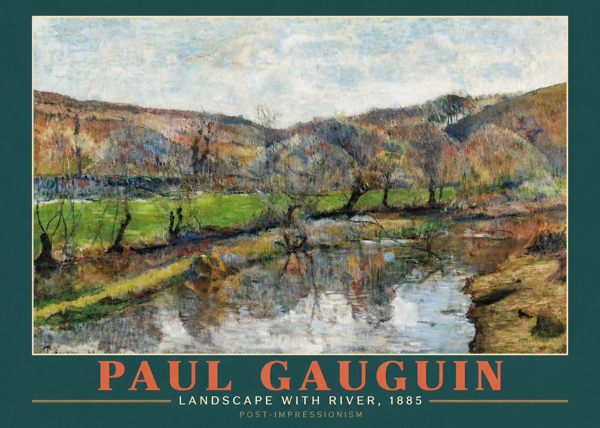 Paul Gauguin Landscape with River, 1885 No3 - Juliste