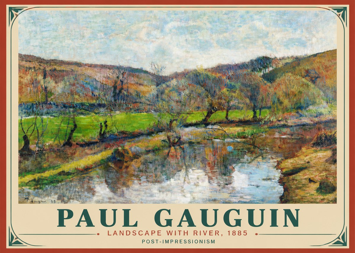Paul Gauguin Landscape with River, 1885 No4 - Juliste