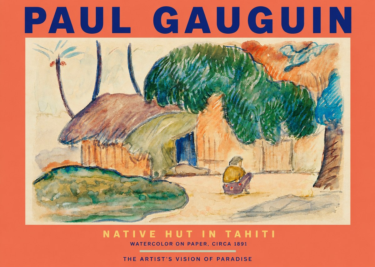 Paul Gauguin Native Hut in Tahiti No2 - Juliste