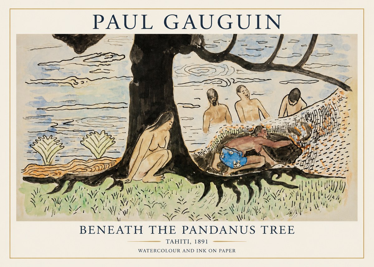 Paul Gauguin Under the Pandanus Tree (Te Nave Nave Mahana) No6 - Juliste