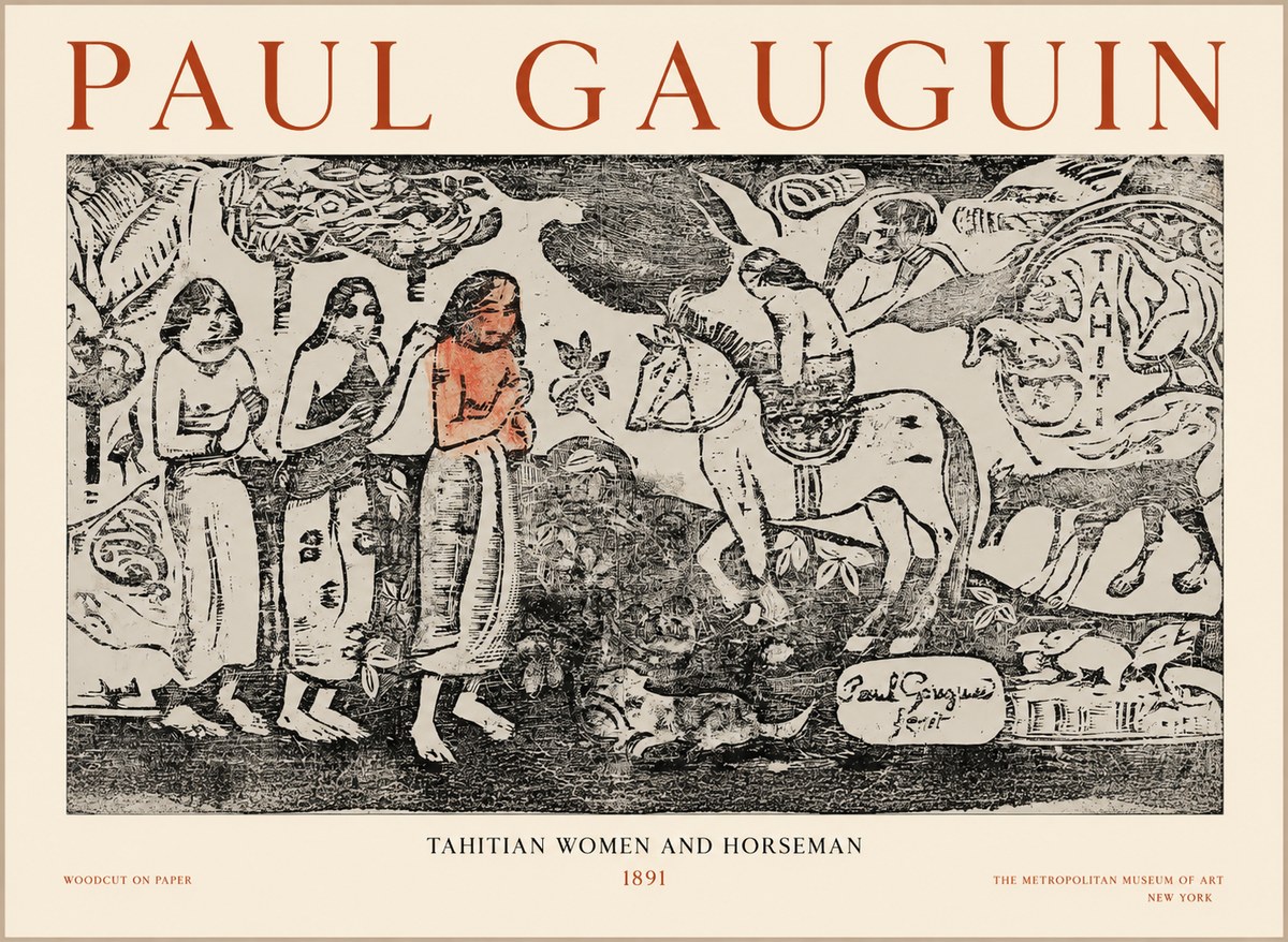 Paul Gauguin Tahitian Women and Horseman No1 - Juliste