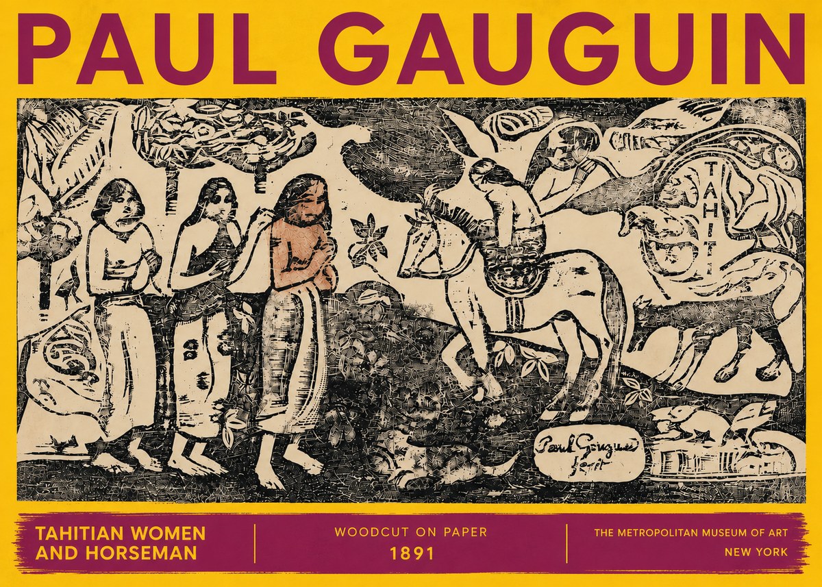 Paul Gauguin Tahitian Women and Horseman No6 - Juliste