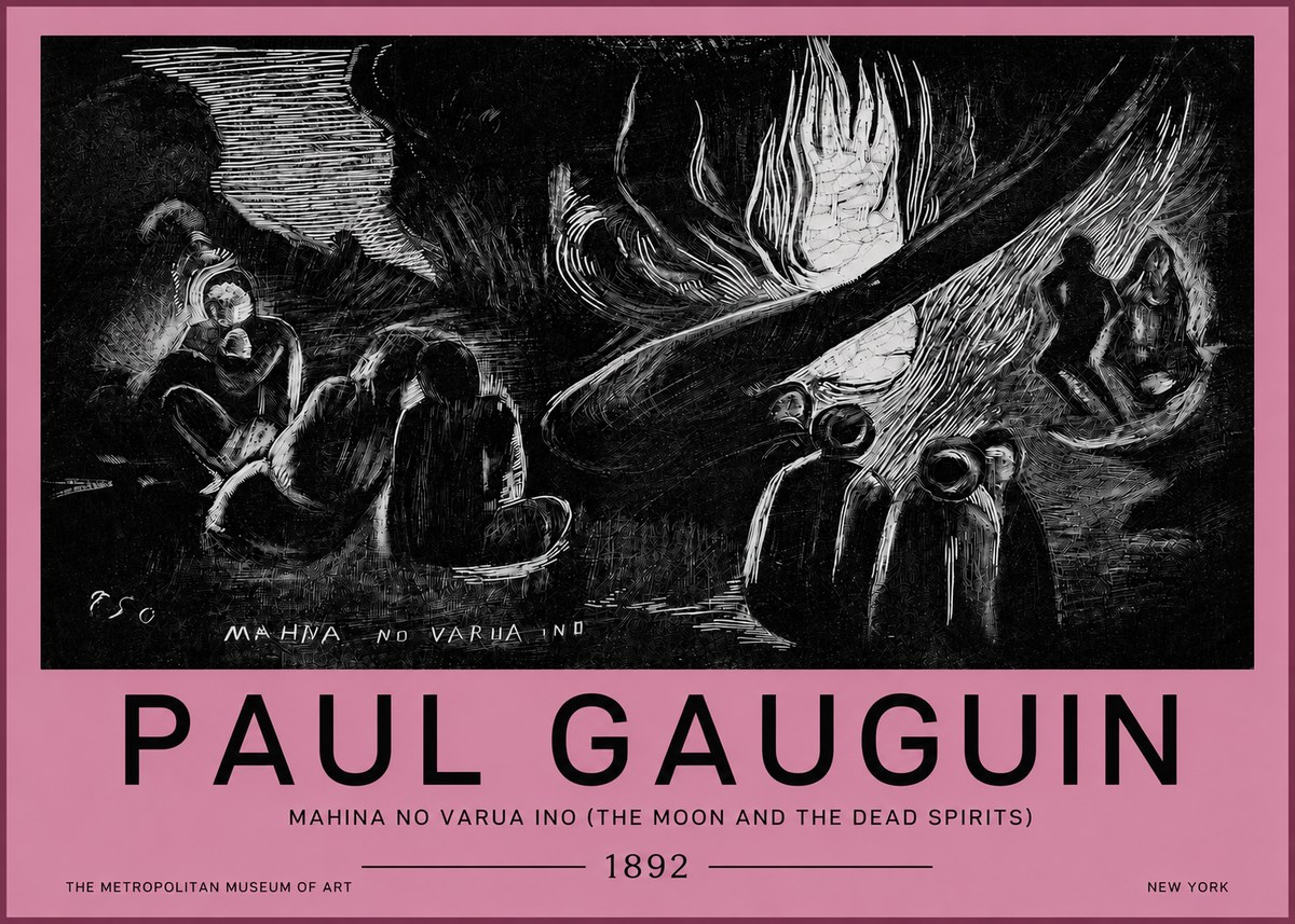 Paul Gauguin Mahina No Varua Ino (the Moon and the Dead Spirits) No4 - Juliste