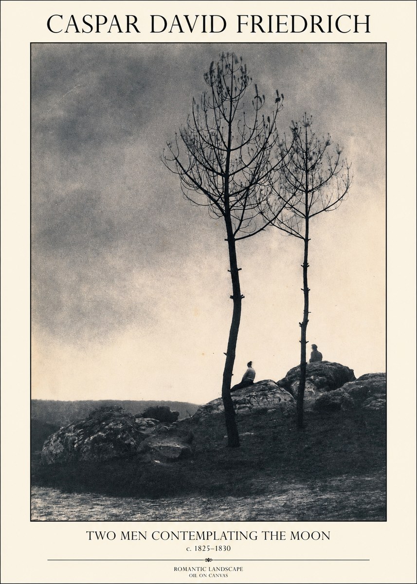 Caspar David Friedrich Two Men Contemplating the Moon III No1 - Juliste