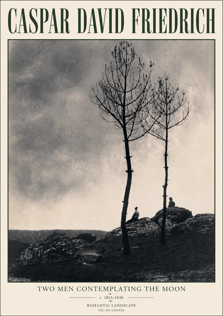 Caspar David Friedrich Two Men Contemplating the Moon III No6 - Juliste
