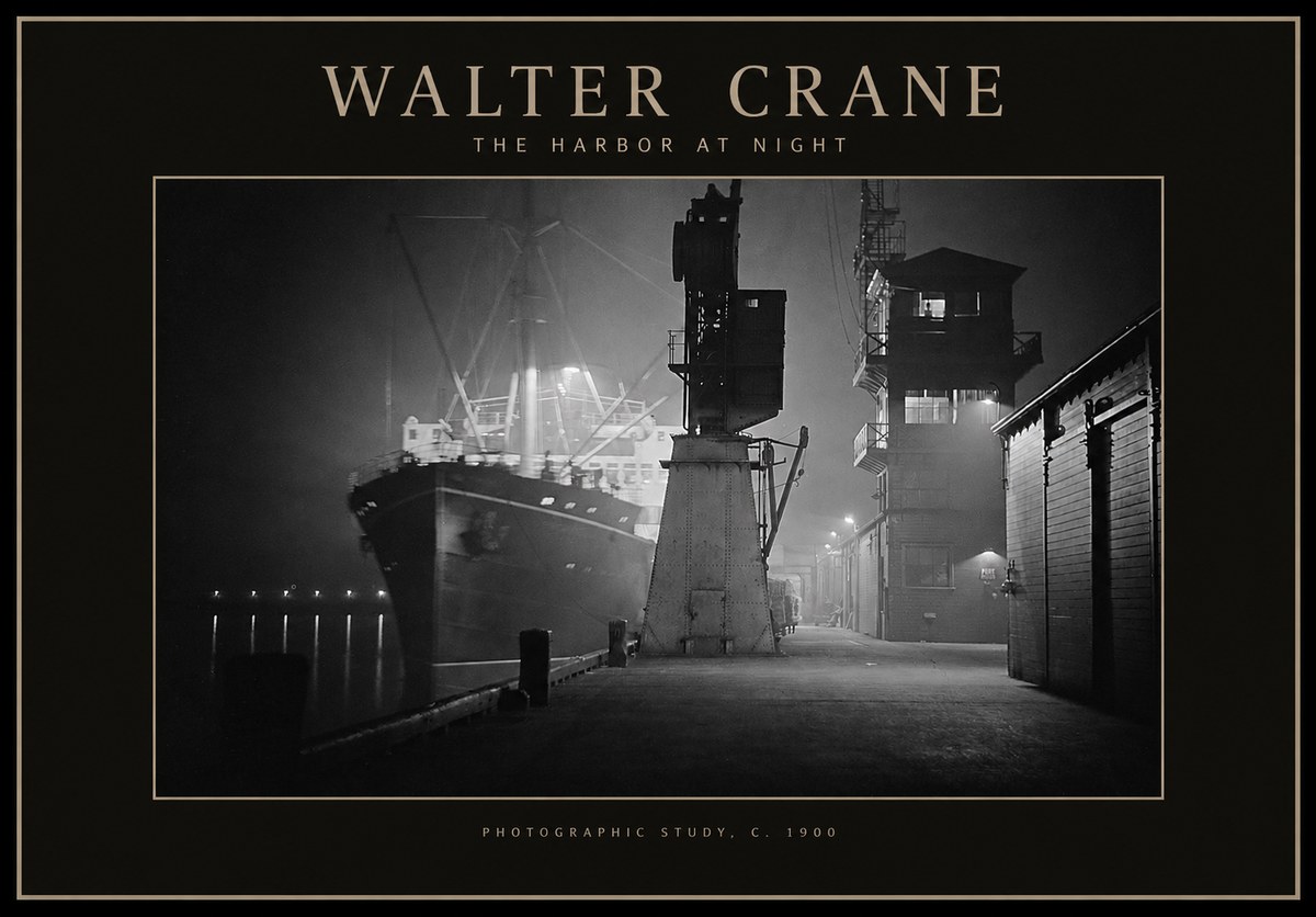 Walter Crane The Harbor at Night No1 - Juliste