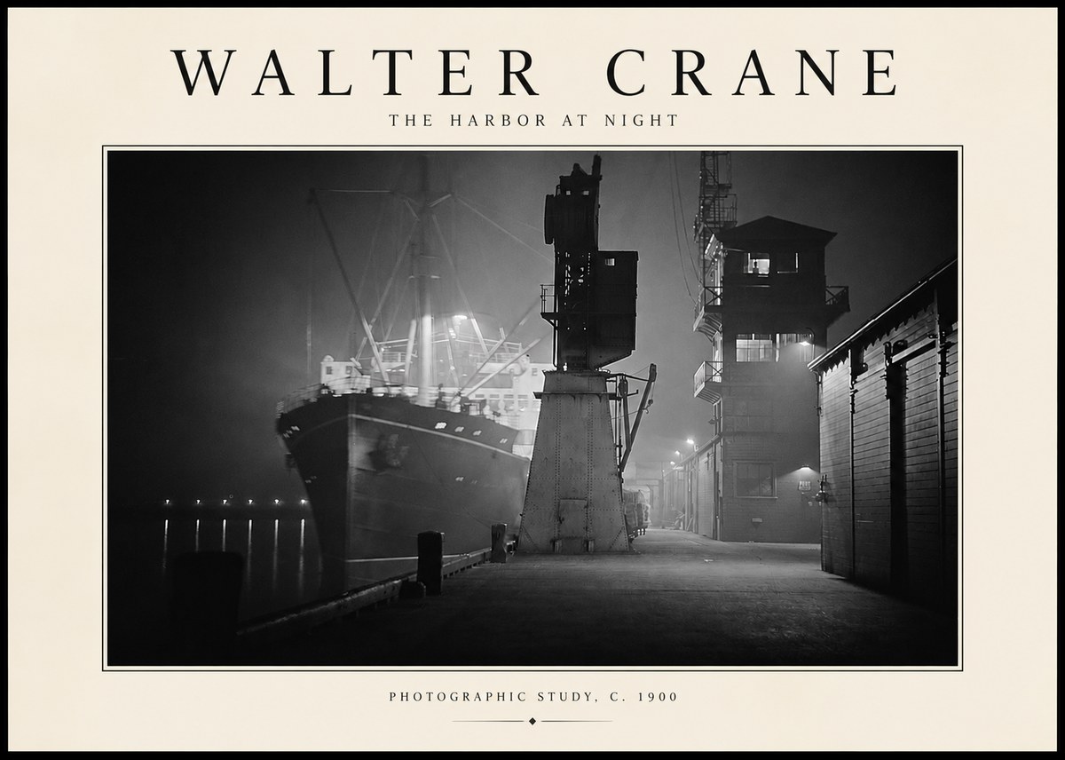 Walter Crane The Harbor at Night No2 - Juliste